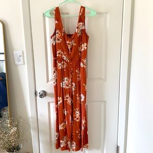 Burnt Orange Floral Jumpsuit